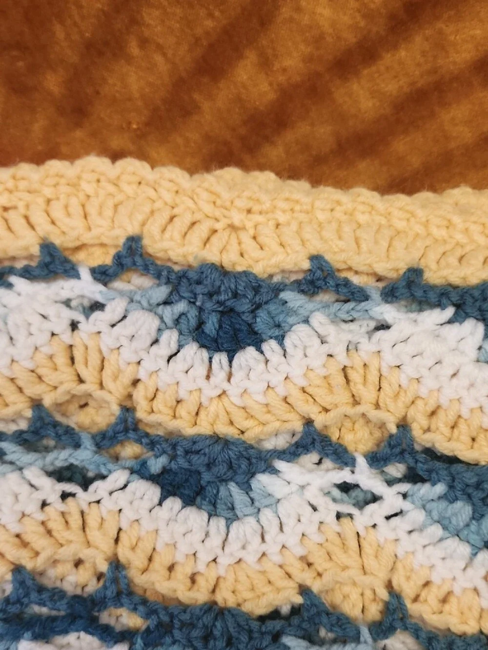Handmade Chevron Crochet Blanket Yellow , White And Dark Teal 53